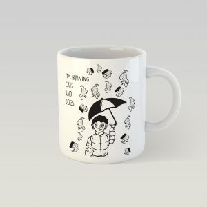 Dizajnový hrnček - it's raining cats and dogs right now