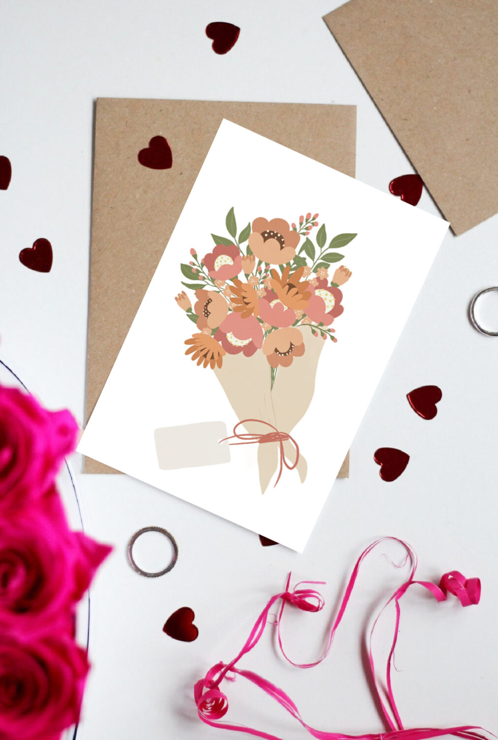 Pohľadnica - Kytica v obálke (biela)