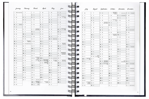 Happy Calendar 2025 v krúžkovom obale z prémiovej vegan kože A5 (ružový) - Image 6