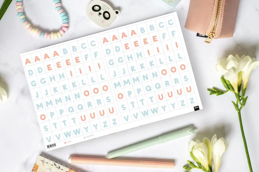 Pohyblivá abeceda (anglická) - vnútorné strany