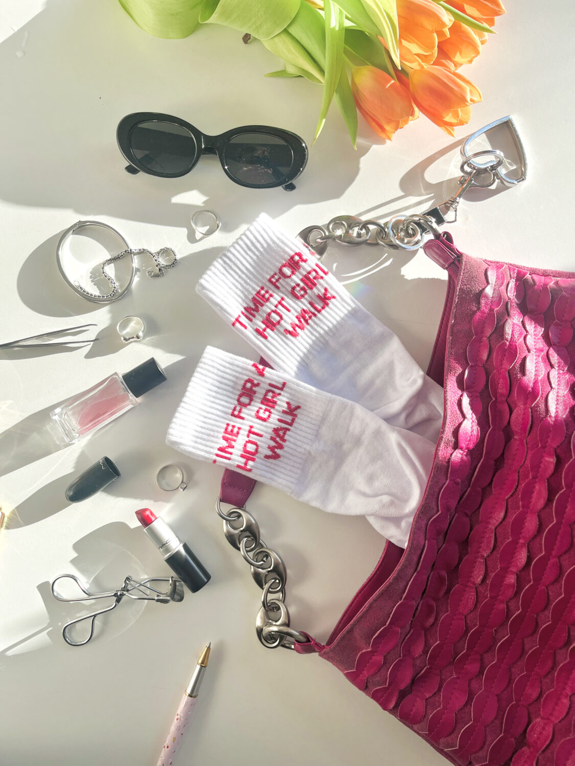 športové ponožky - time for a hot girl walk (veľ. 35-40)